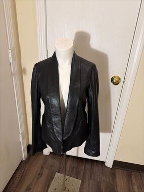 Vince Black Leather Open-Front Jacket